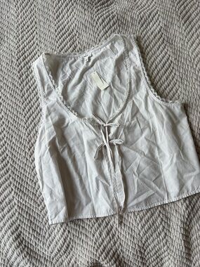 aerie White Striped Tie-Front Chemise